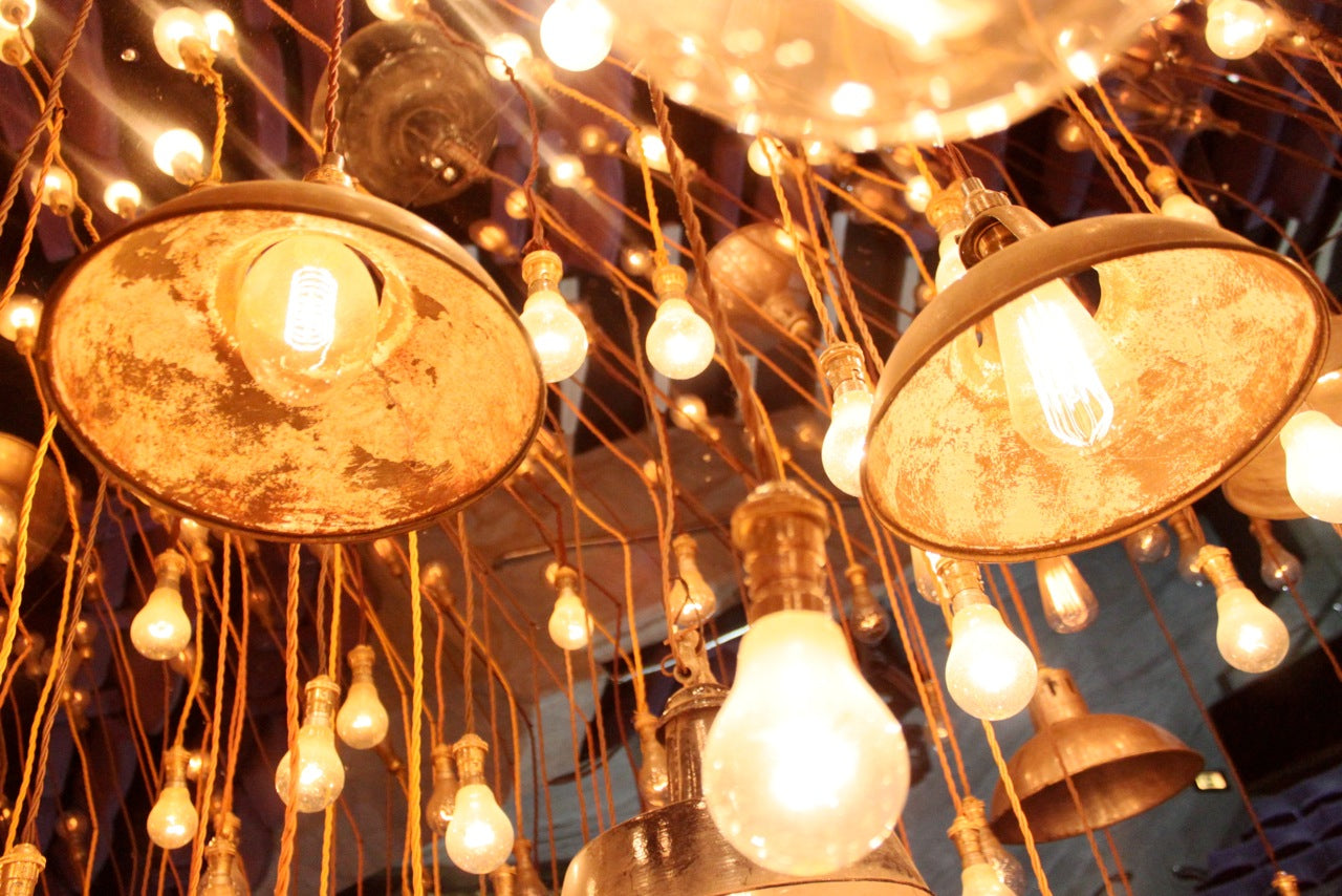 Lamps and light shades at the National Theatre's Frankenstein