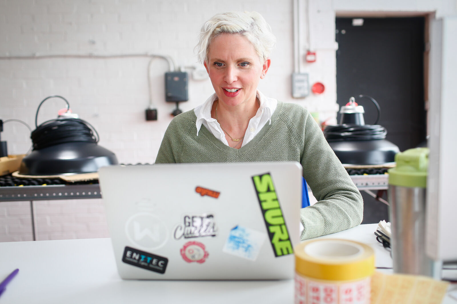 Sophie Gollop, Co-founder and Managing Director of  Urban Cottage Industries and FACTORYLUX. At work next to our production line