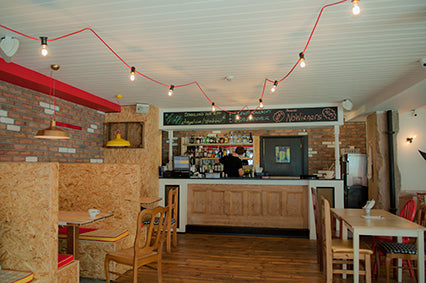 Festoon lights at the Splendid Sausage Company