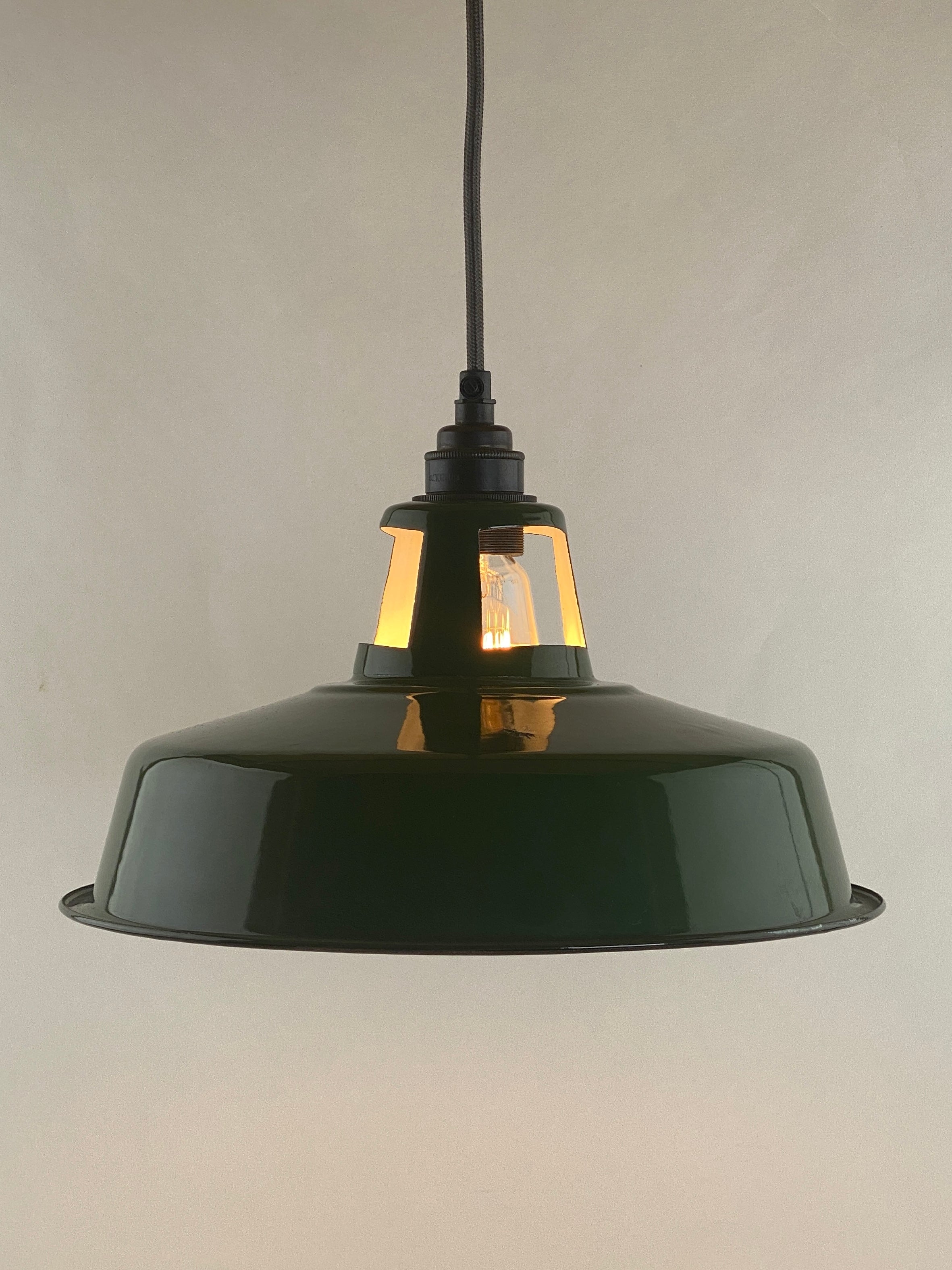 Dark Green Enamel Pendant Light | Worn Lighting