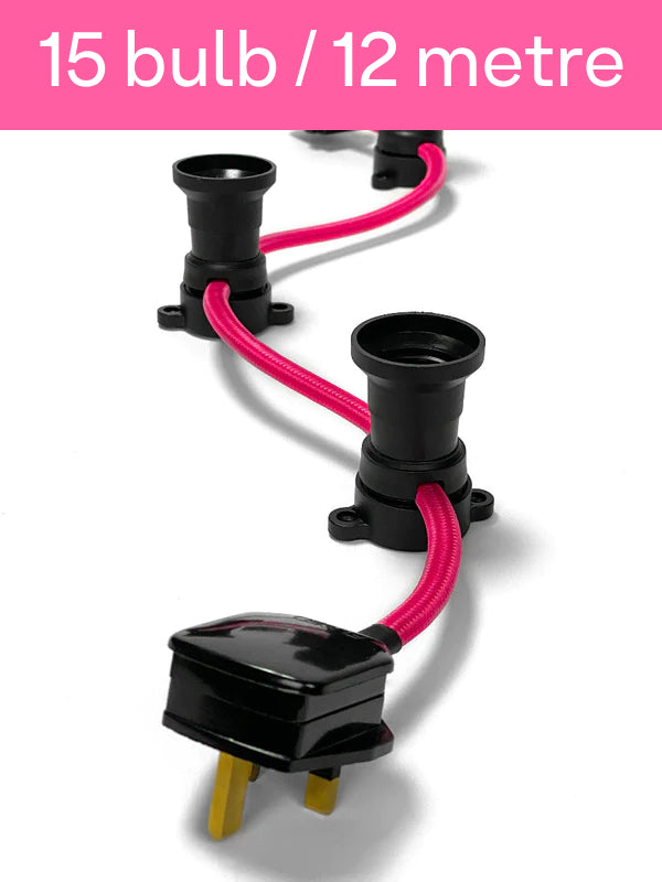 Fabric Festoon Light EXTRA LONG 15 bulb 12 metre