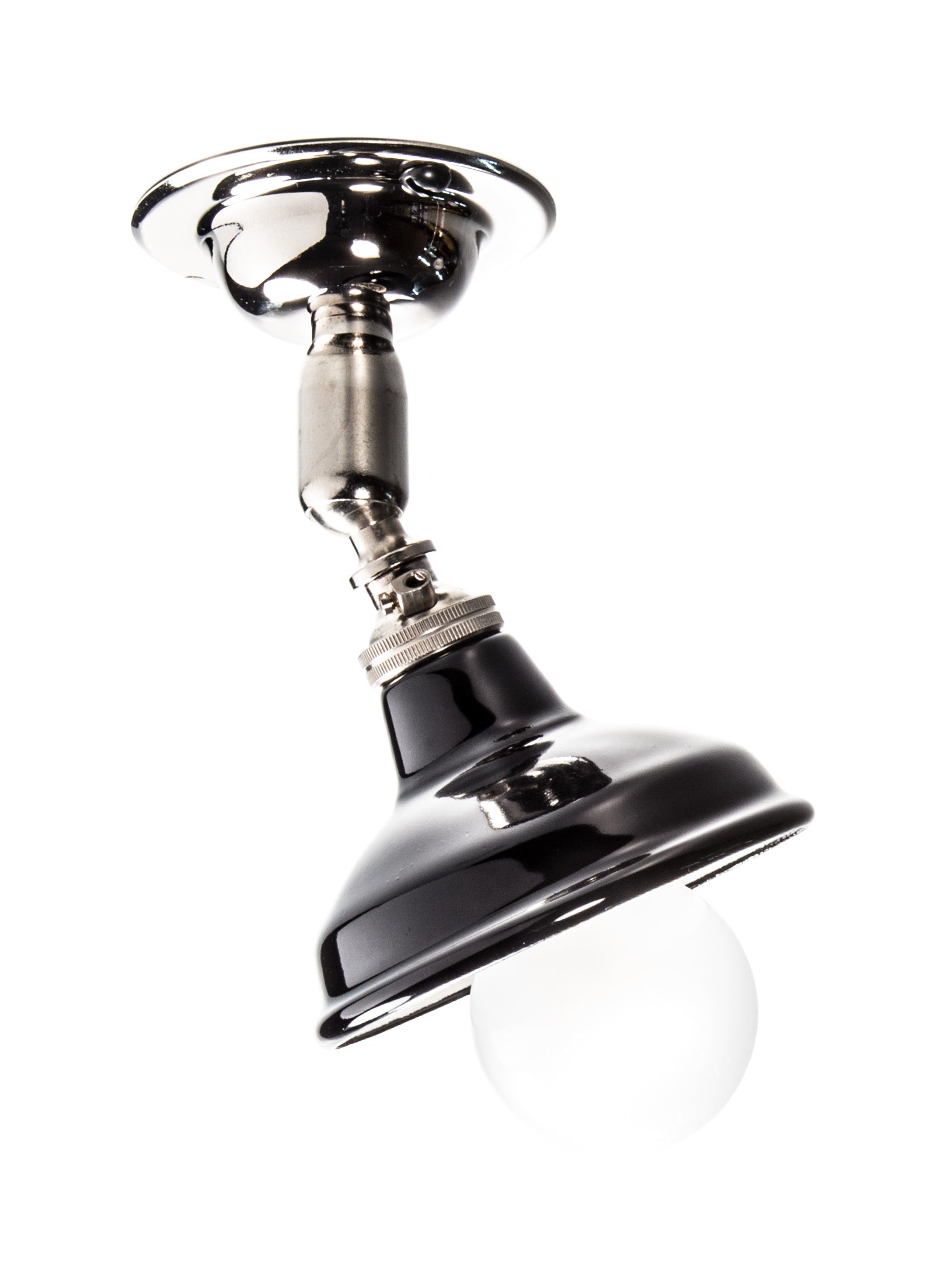 Silver Maria Spotlight With Gloss Black Shade | Worn Lighting