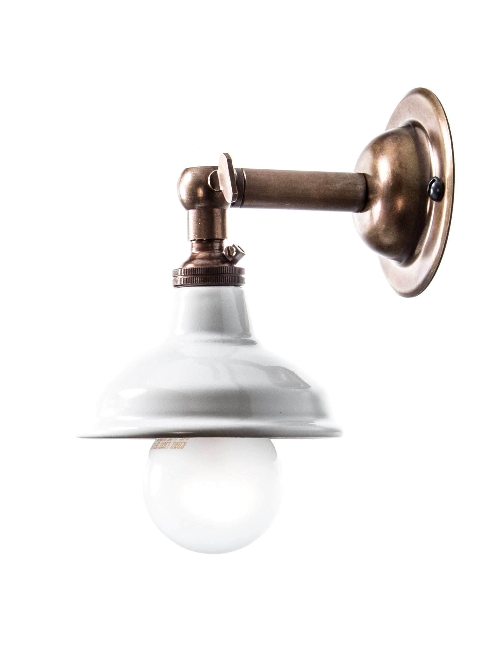 Vintage Brass Maria Sconce with White Shade | Worn Lighting