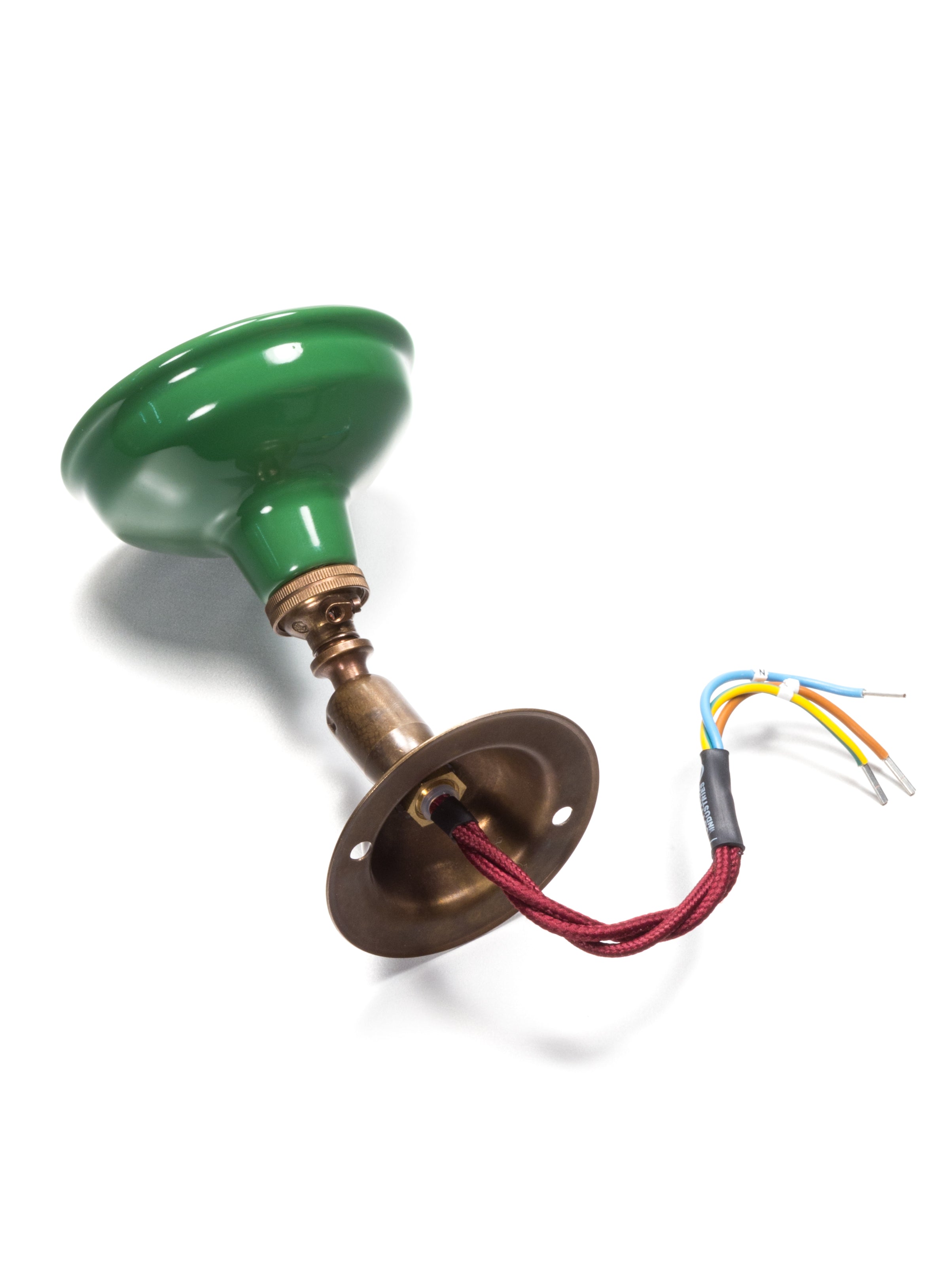 Vintage Brass Maria Spotlight With Green Shade | Worn Lighting