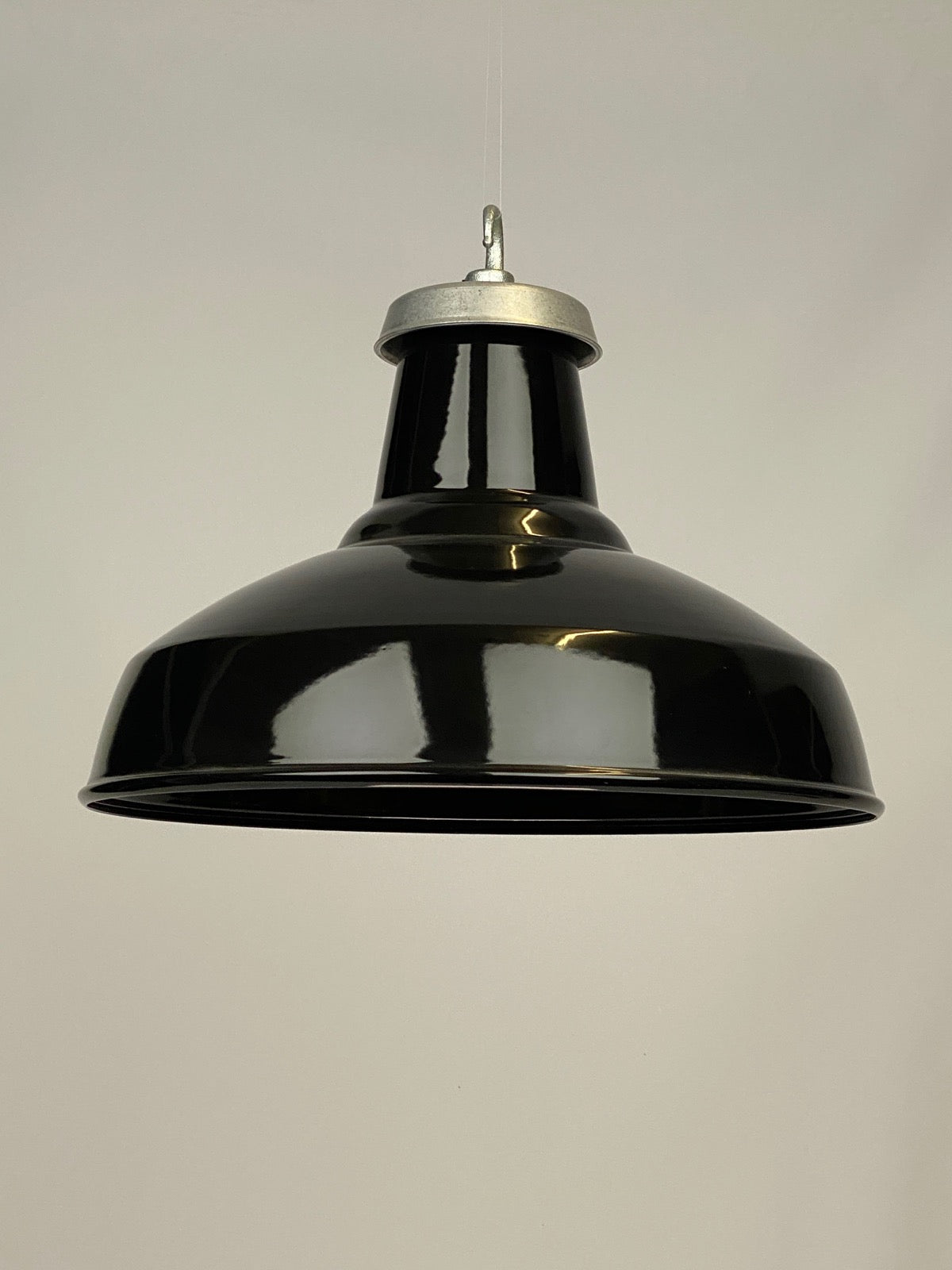 Gloss Black Enamel Reflector | 36cm | Worn Lighting