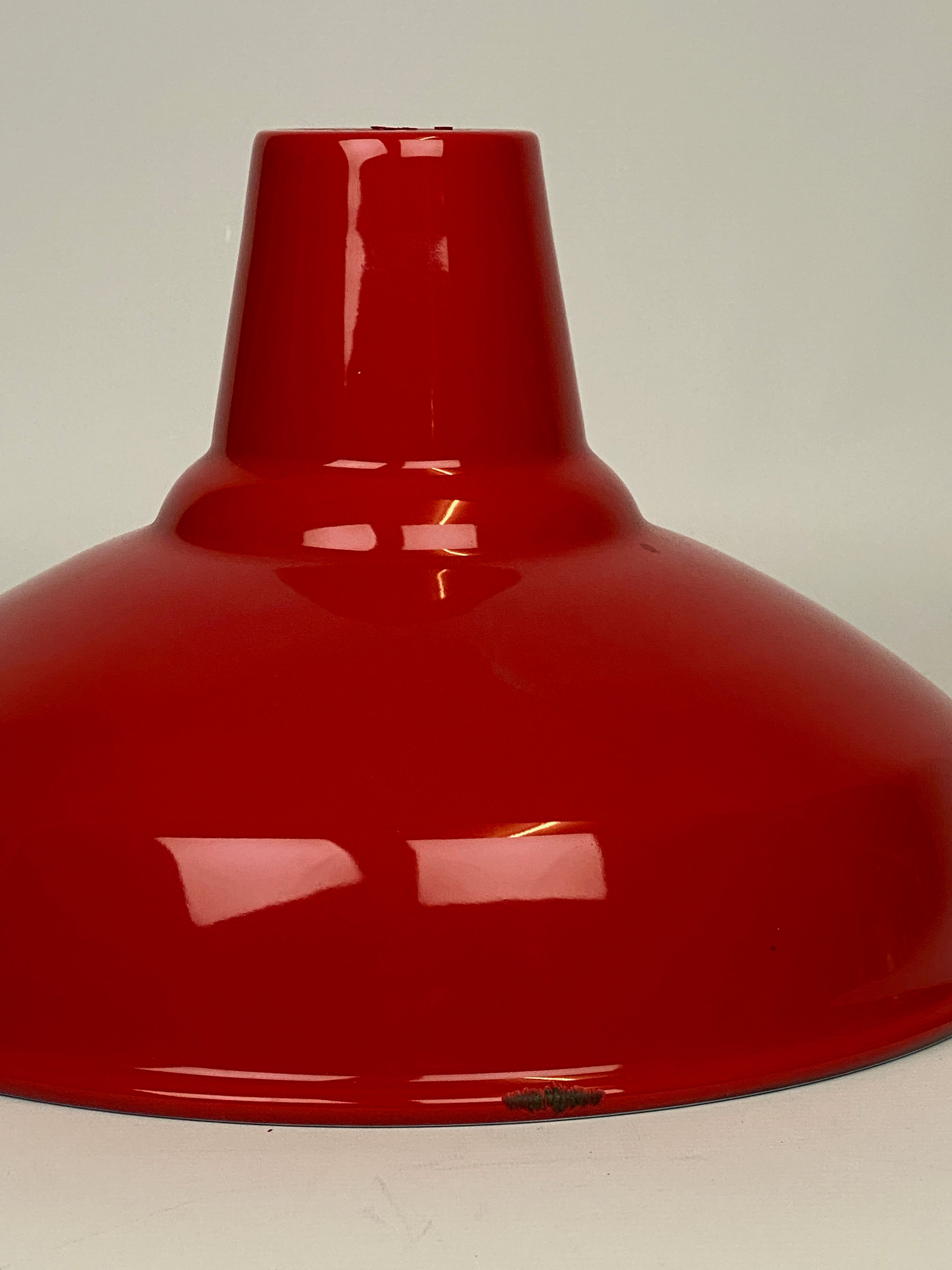 Red Enamel Reflector | 36cm | Pendant | Worn Lighting