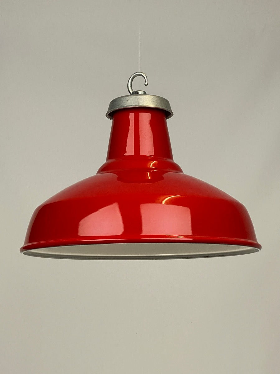 Red Enamel Reflector | 36cm | Pendant | Worn Lighting