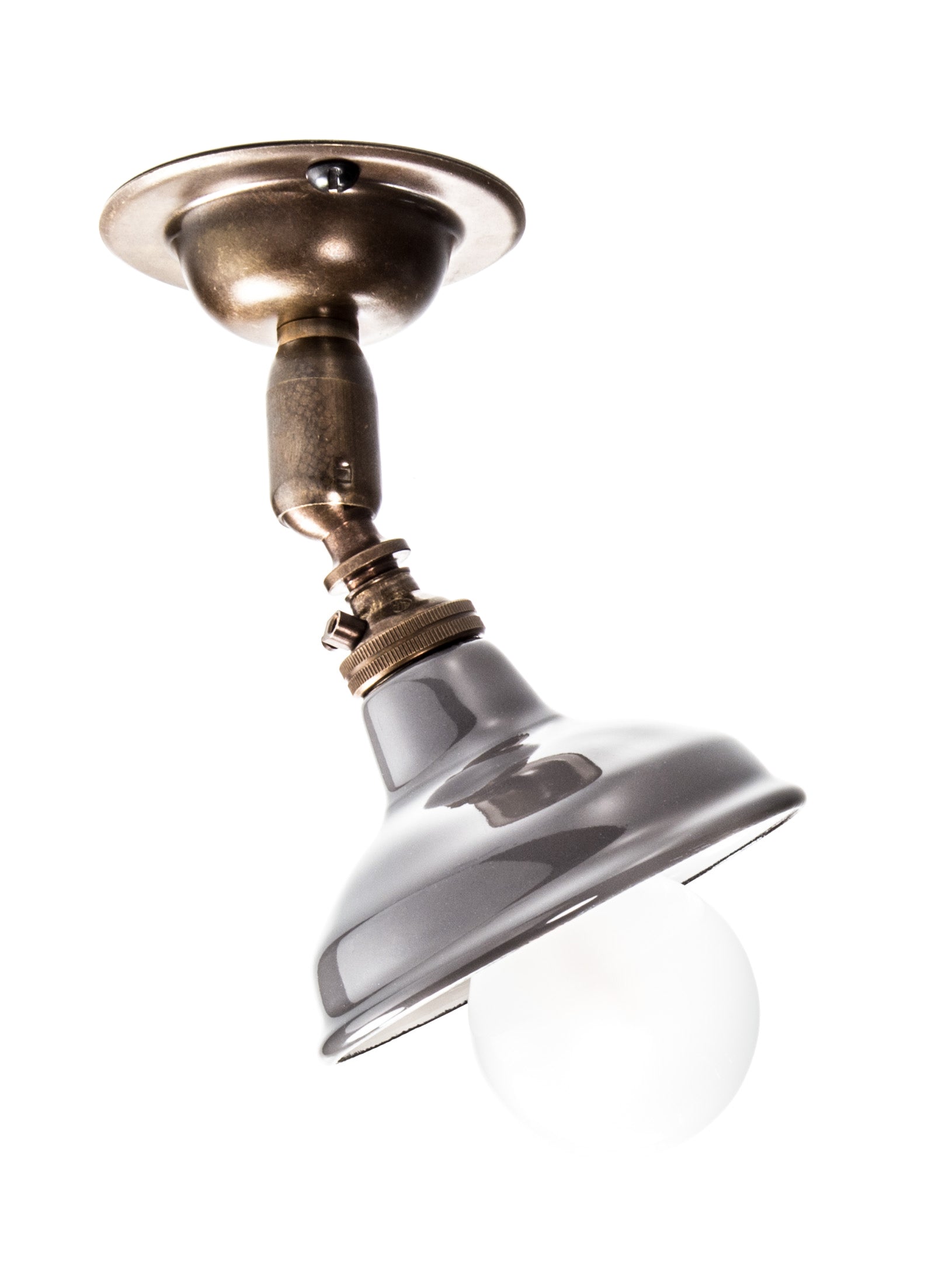 Vintage Brass Maria Spotlight | Ceiling Light With Grey Shade| End-Of-Line