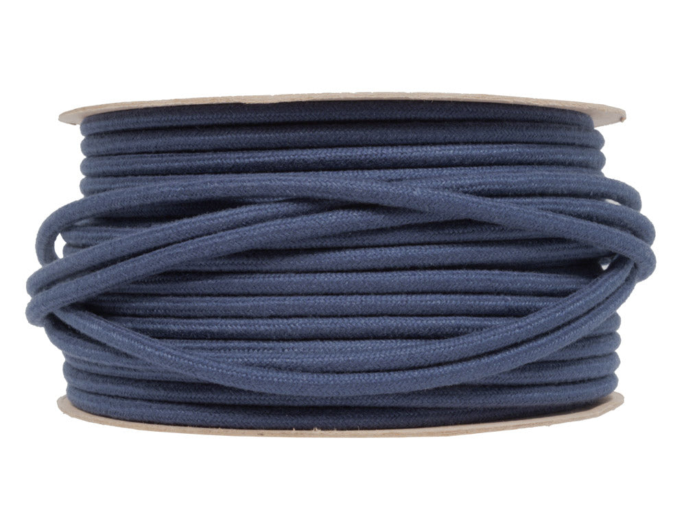 Blue Linen Fabric Cable, 25 metre coil