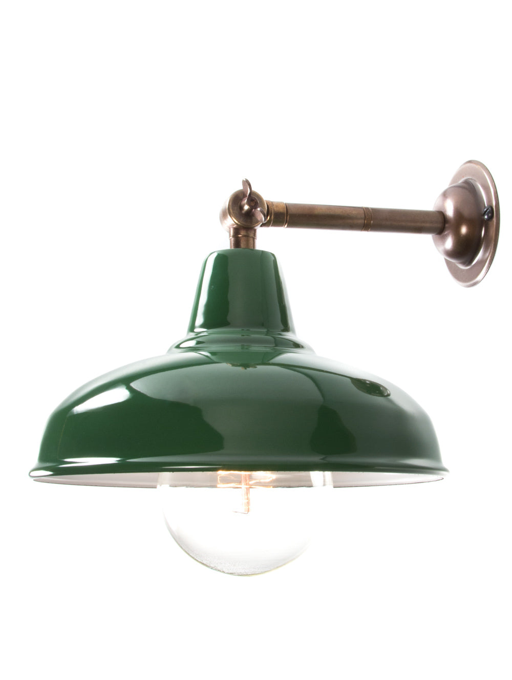 Brass Maria Banjo Wall Light with Green Shade | End-Of-Line