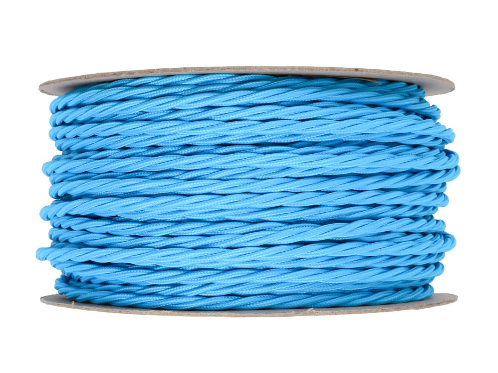 Bright Blue Twist Fabric Cable  | 25 metre hank | End-Of-Line