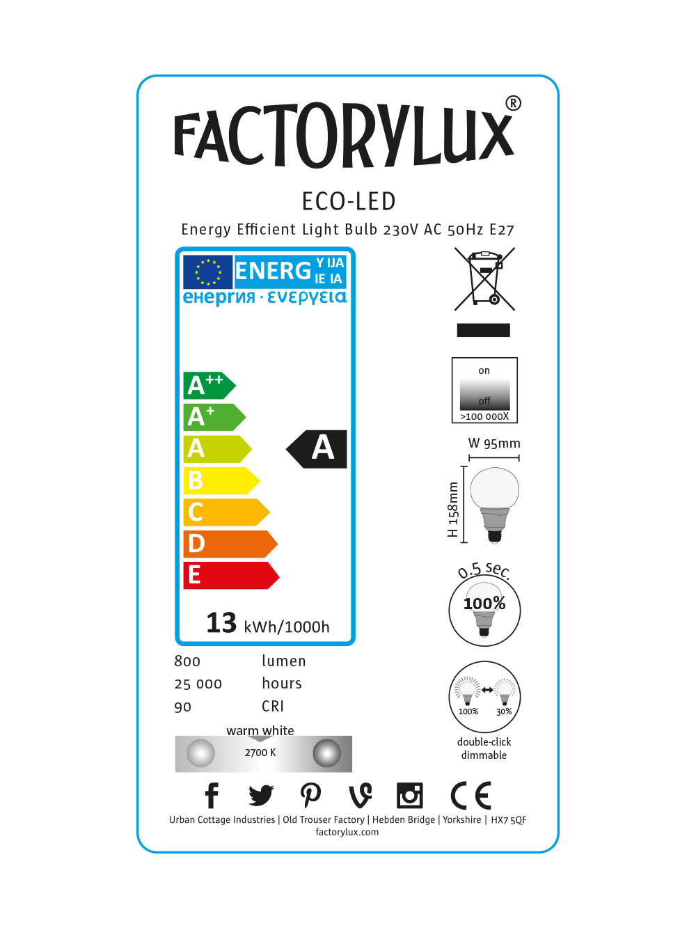 Eco-LED Bulb | Double-Click Dimmable | E27 Screw