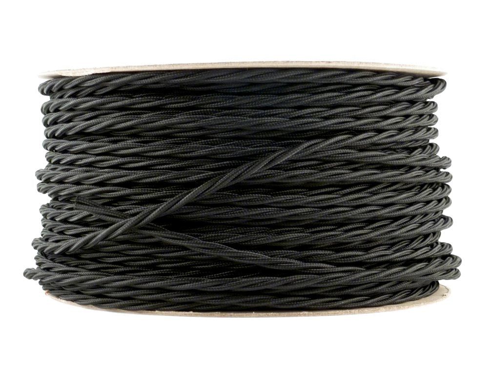 Jet Black Twist Fabric Cable | 25 metre coil | End-Of-Line