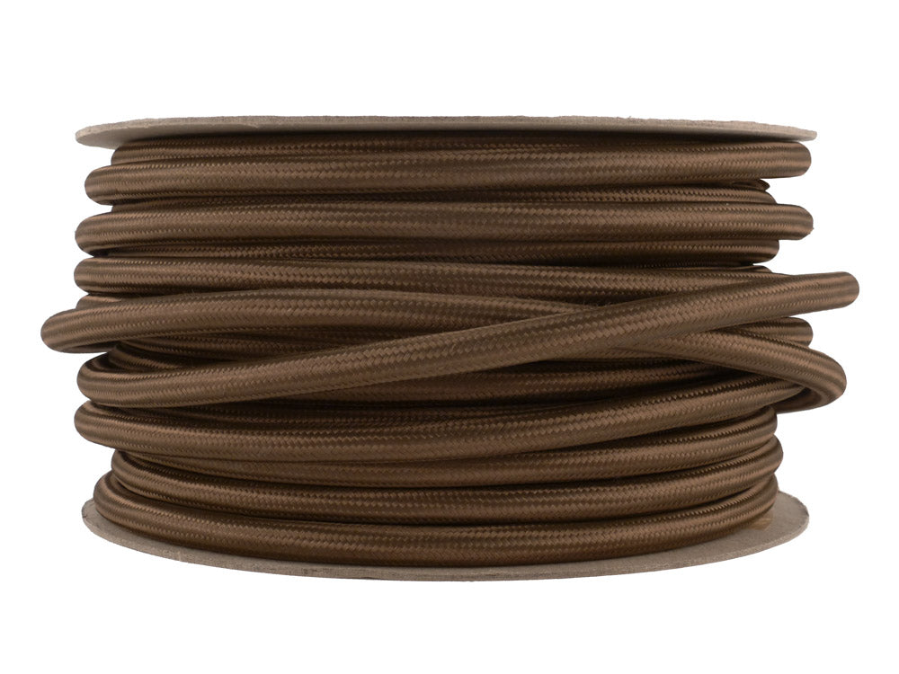 Olive Brown 220-240V MAINS POWER Fabric Cable | 30 metre coil | End-Of-Line