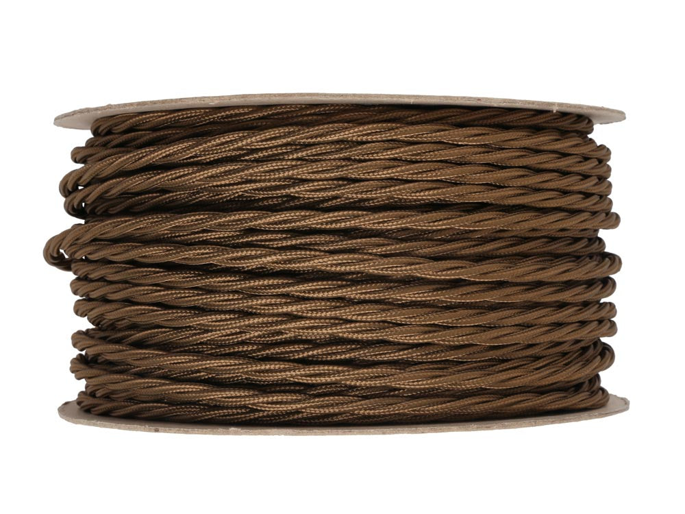 Olive Brown Twist Fabric Cable | 25 metre coil | End-Of-Line