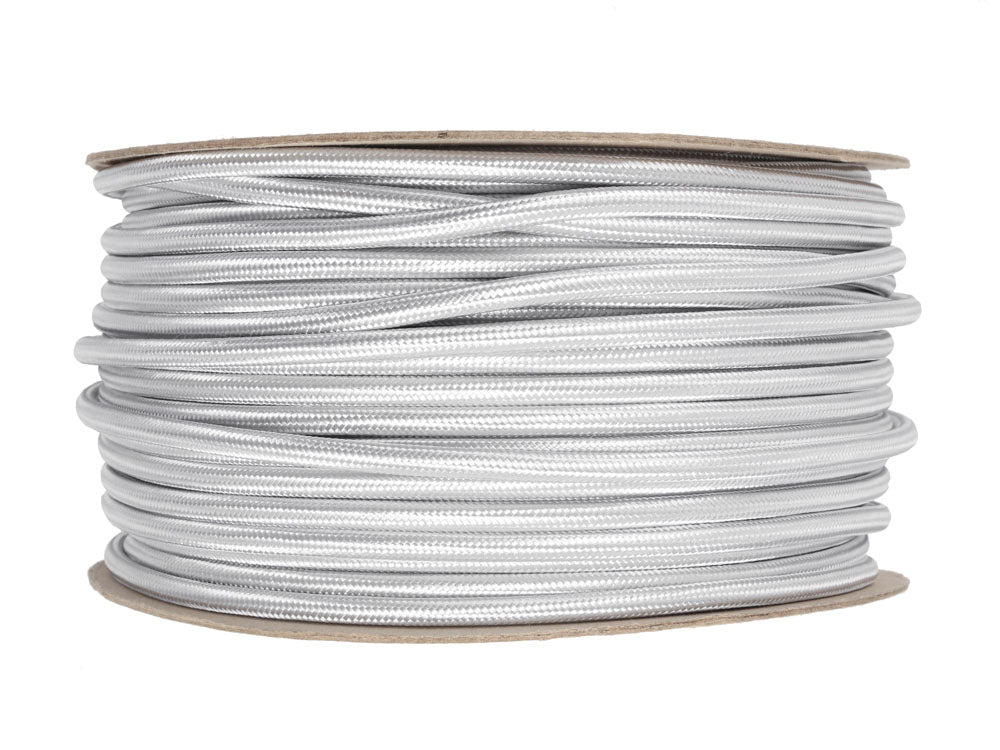 Silver Round Fabric Cable | 25 metre coil | End-Of-Line