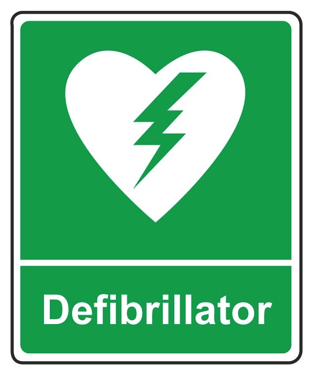 defibrillator or AED sign