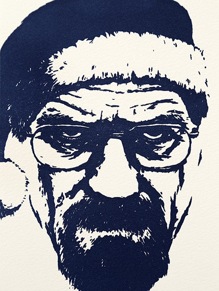 Breaking Bad Christmas card featuring Walter White or Heisenberg