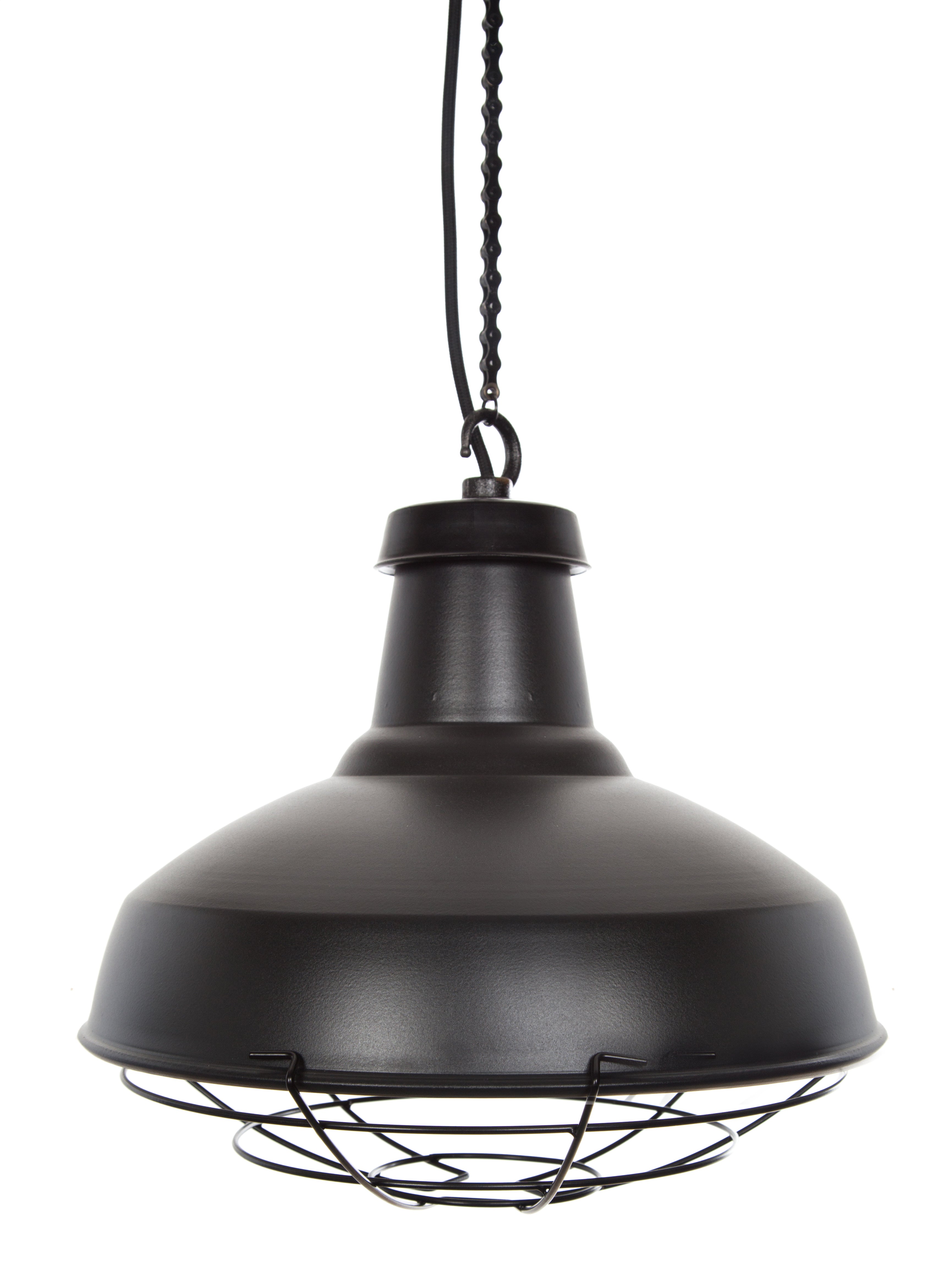 Black Reflector Pendant with Cage | Worn Lighting