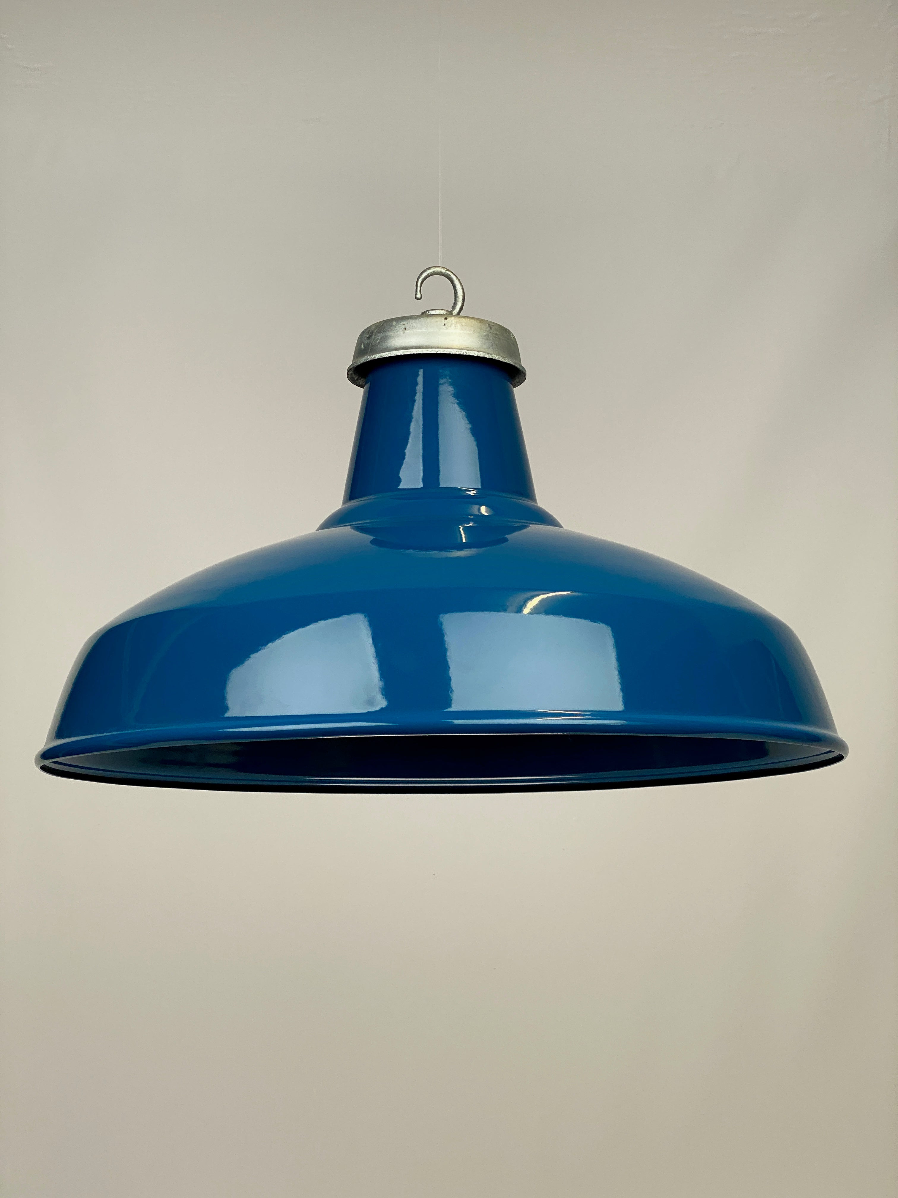Bespoke Blue Enamel Reflector | 50cm | Worn Lighting