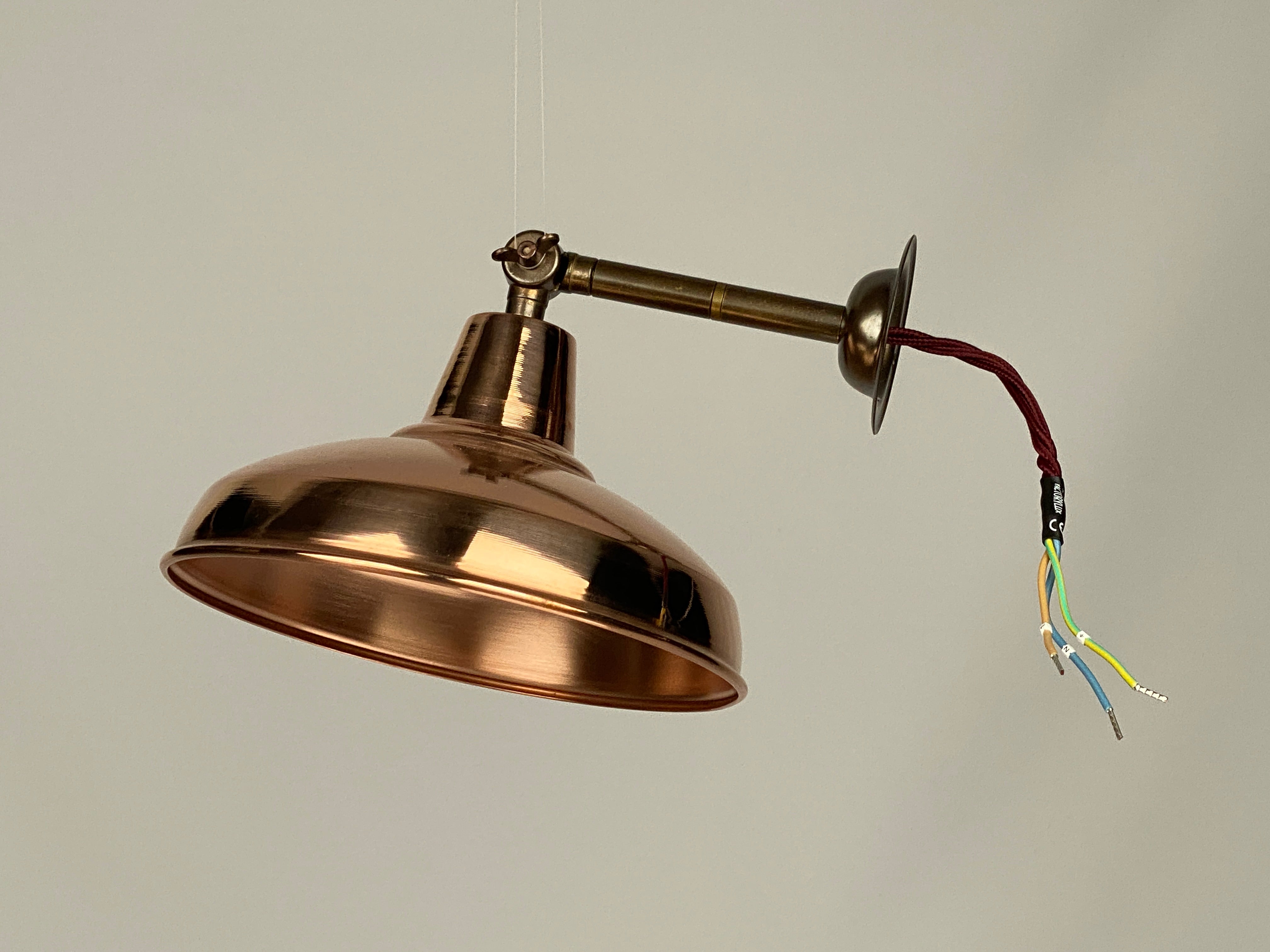 Brass Maria Banjo Wall Light with Copper Shade | Worn Lighting