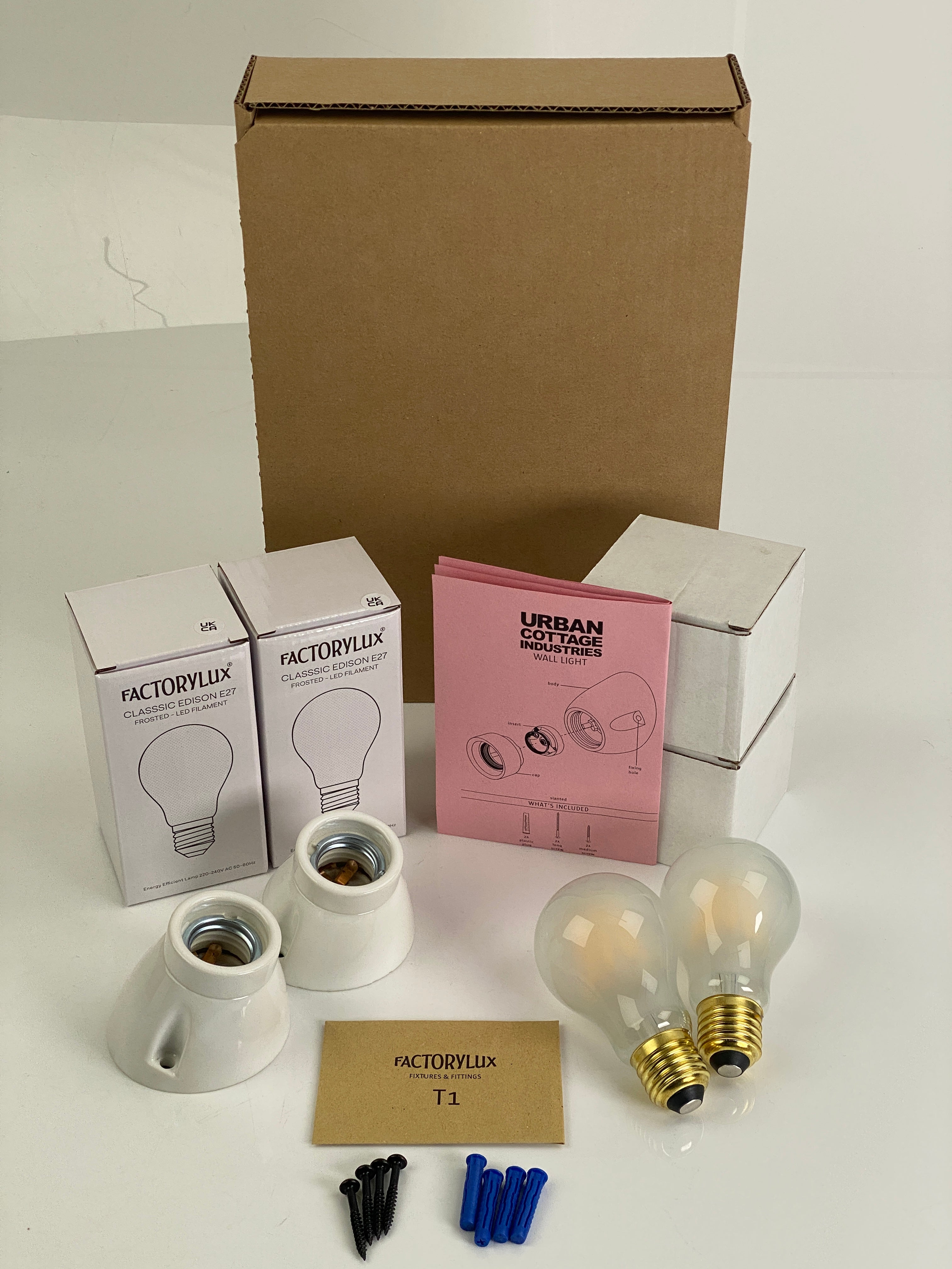 Gift Box: 2 x Ceramic Wall Light INC. 2 x Light Bulb | Choose your own style