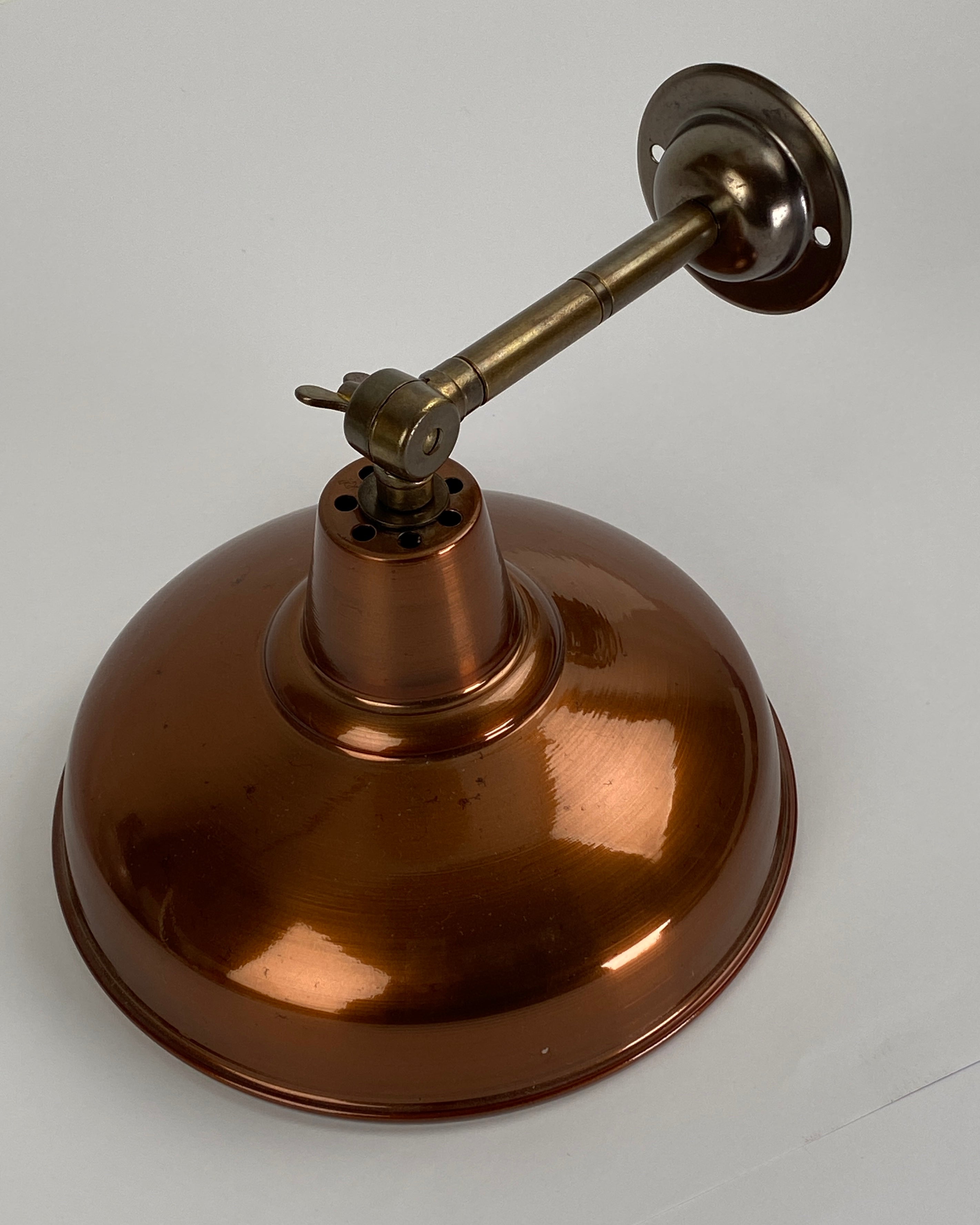 Brass Maria Banjo Wall Light with Painted Copper Shade | Worn Lighting