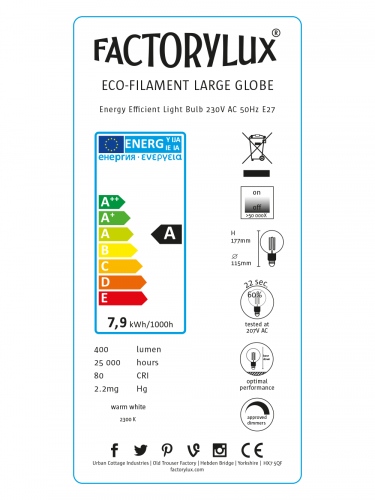 Large Globe Eco-Filament Bulb | E27 | End-Of-Line