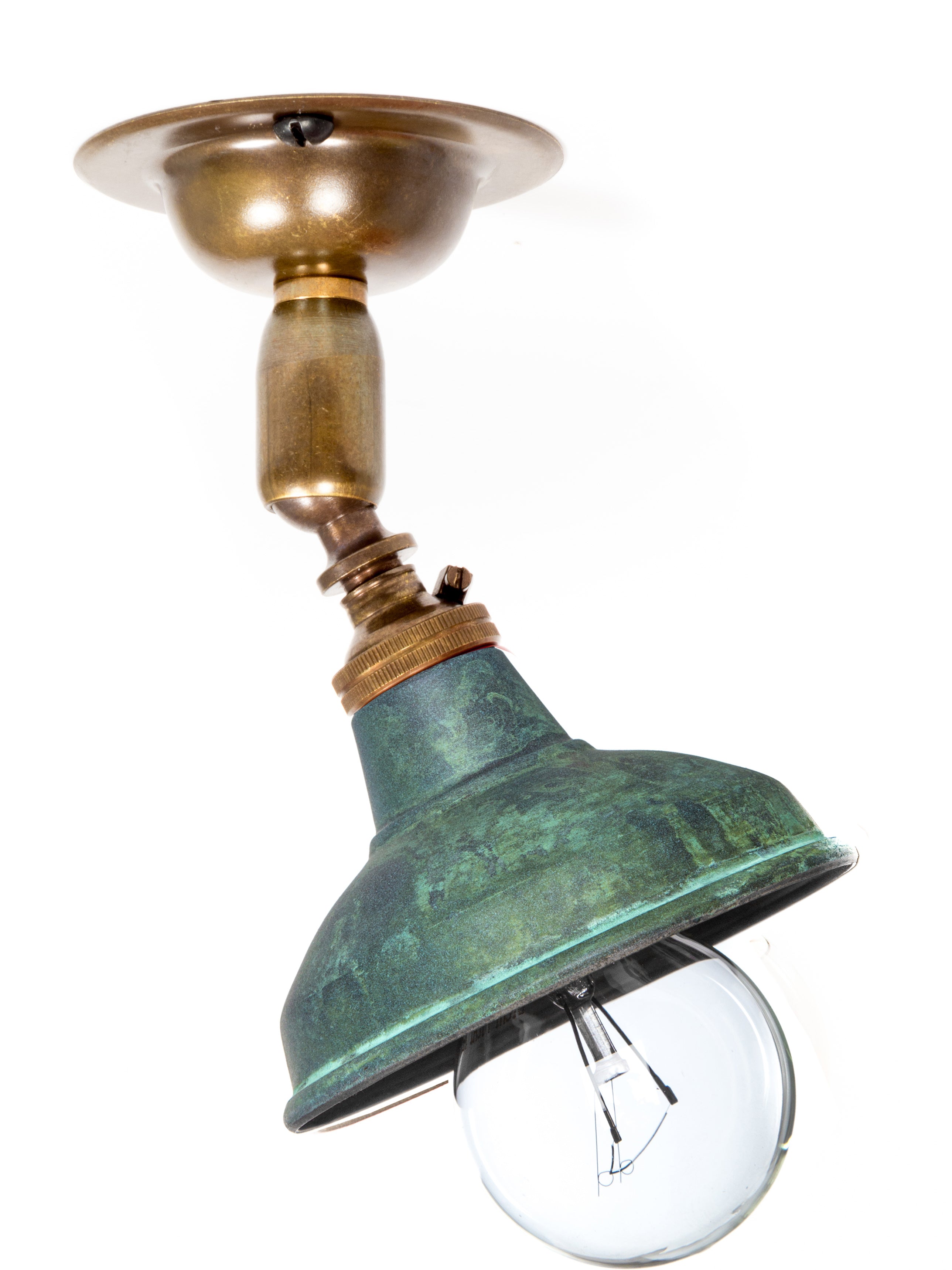 Vintage Brass Maria Spotlight With Verdigris Shade | Worn Lighting
