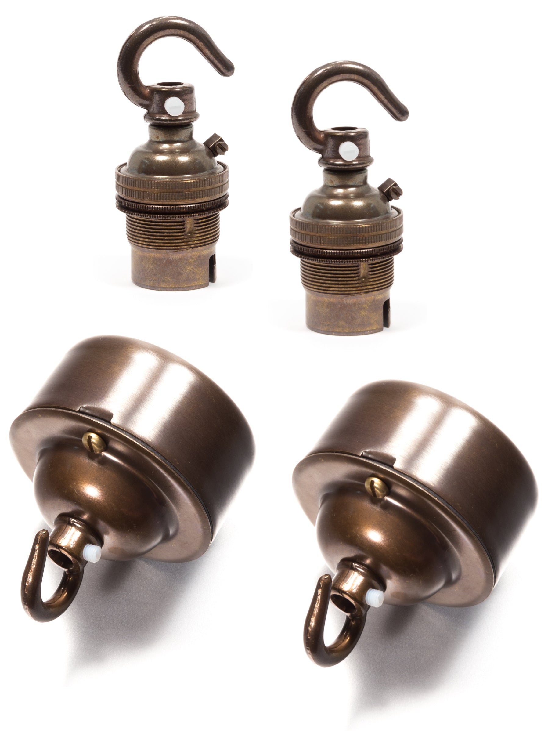 Vintage Brass Hooked Pattress & B22 Lamp Holder Bundle | End-Of-Line