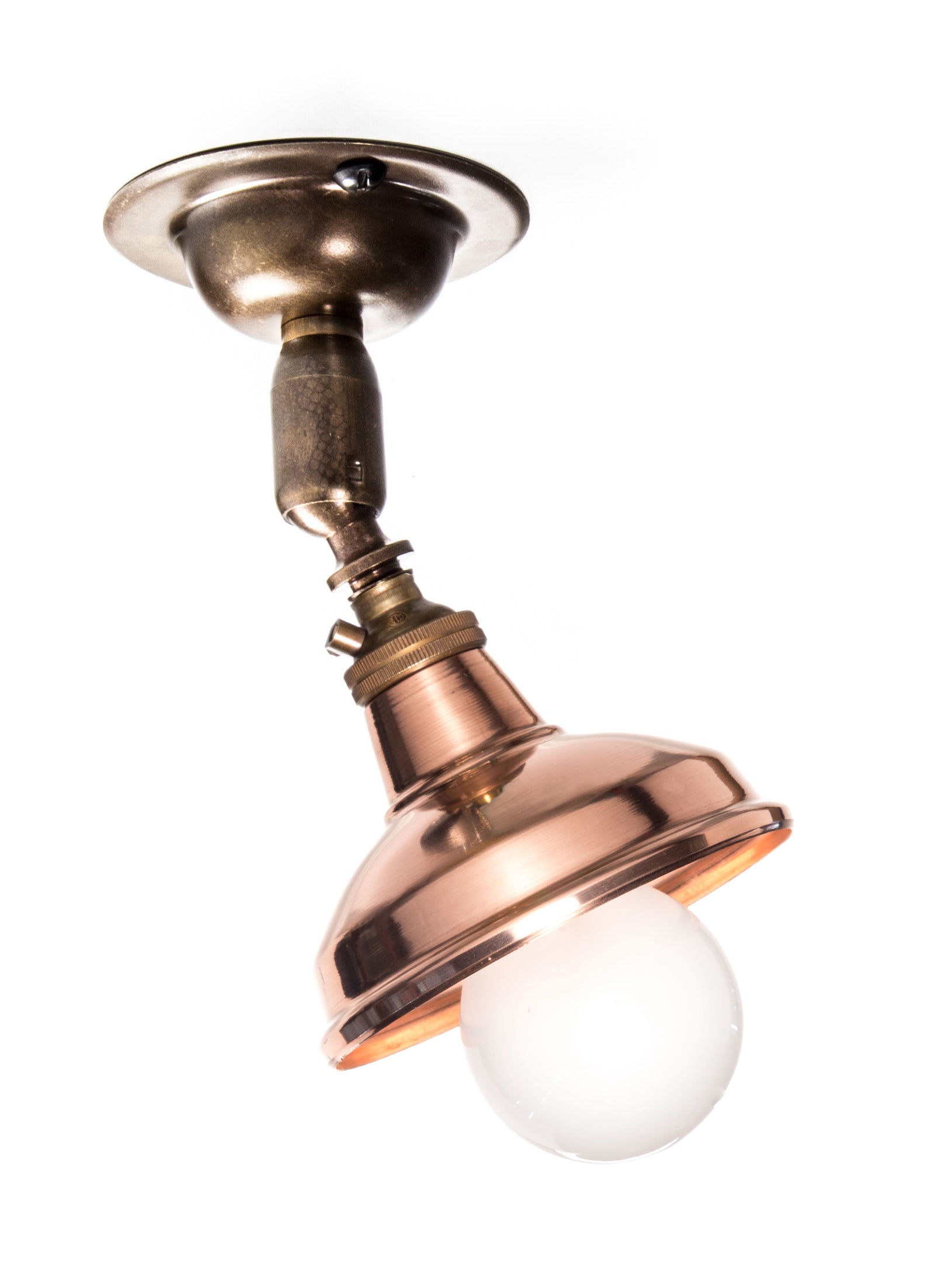 Vintage Brass Maria Spotlight | Ceiling Light With Copper Shade | End-Of-Line