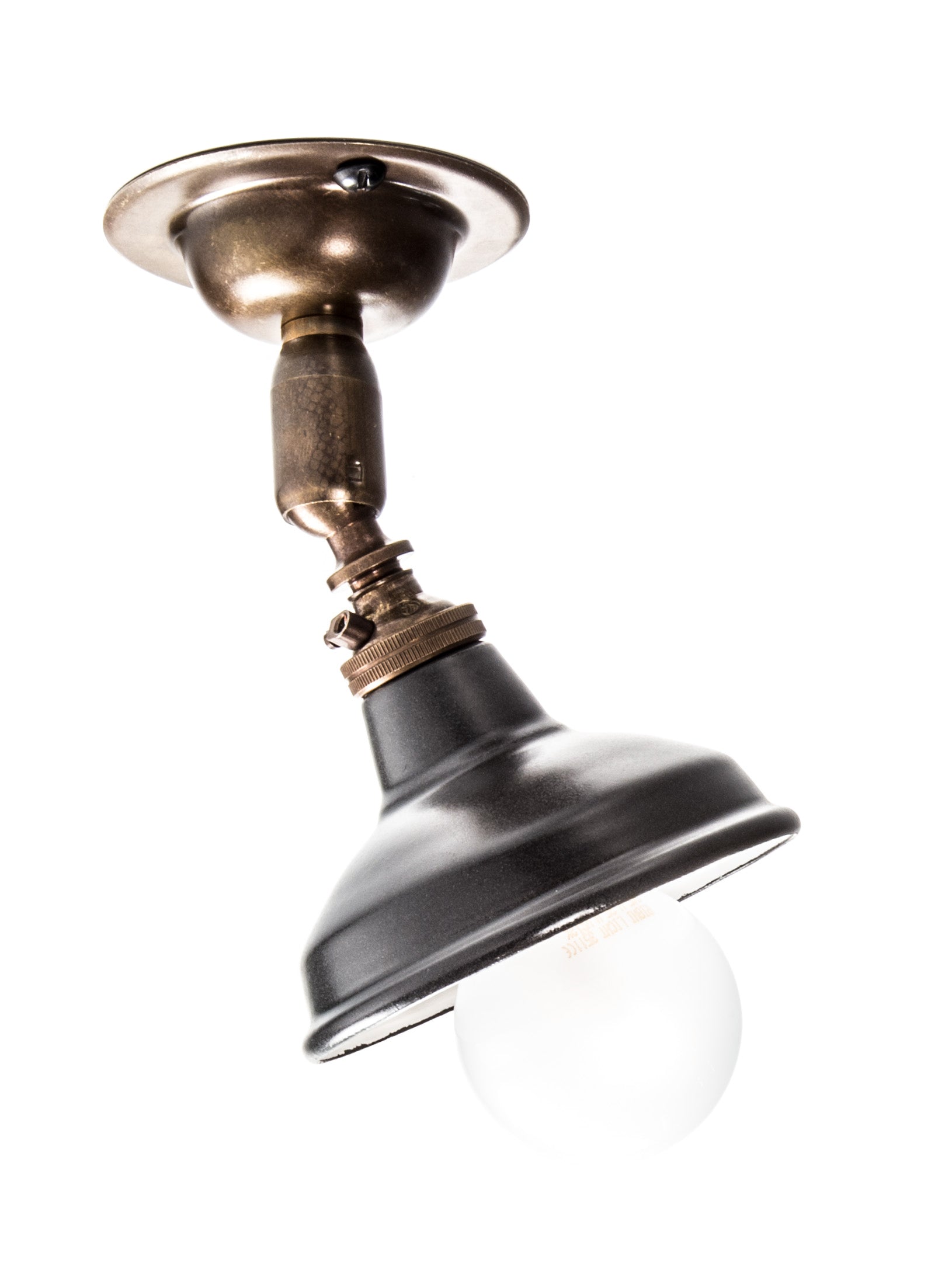 Vintage Brass Maria Spotlight | Ceiling Light With Matt Black Shade | End-Of-Line