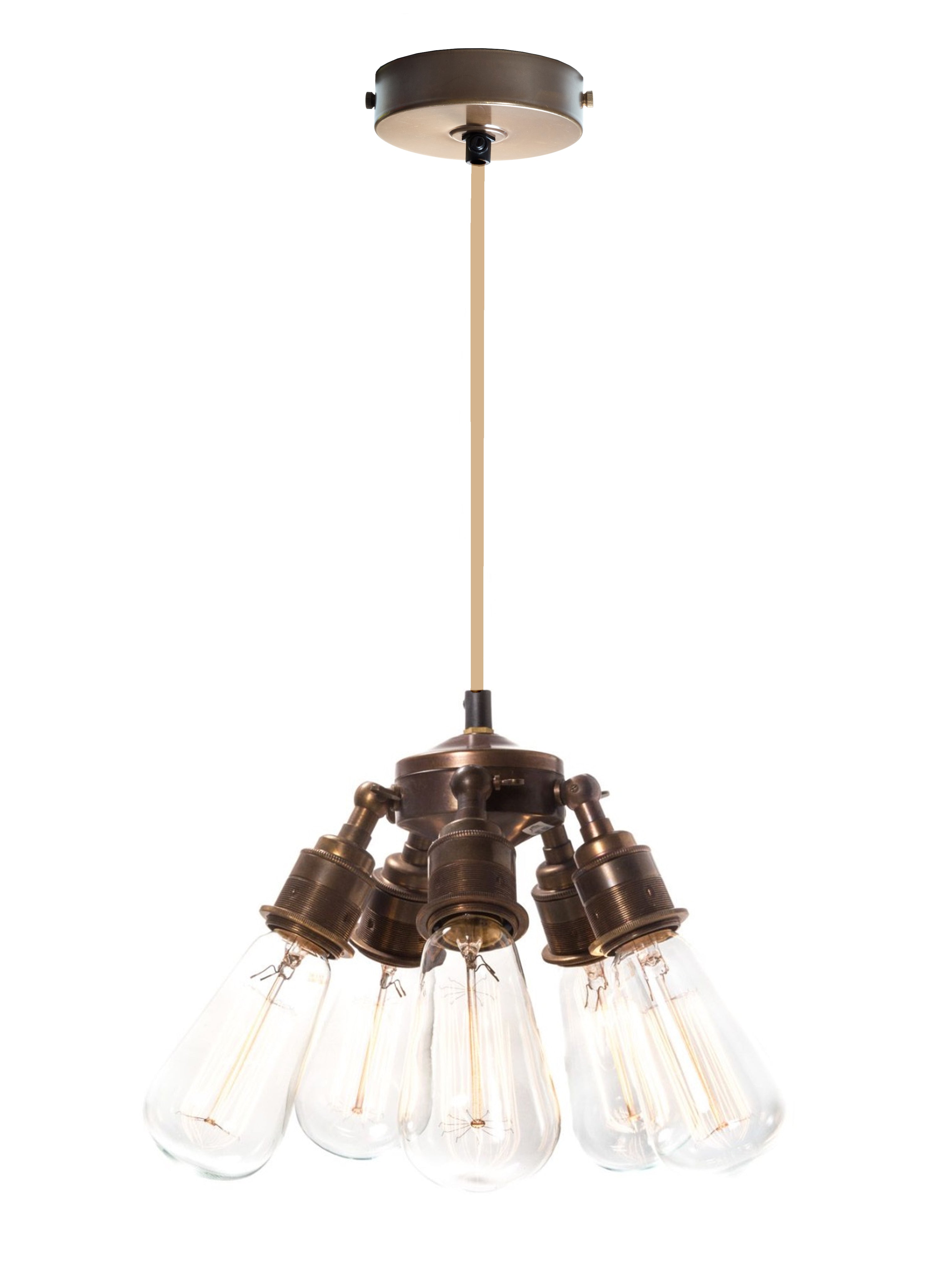 Maria Steampunk | Bronze & Brass Pendant | Five Lamp Holder