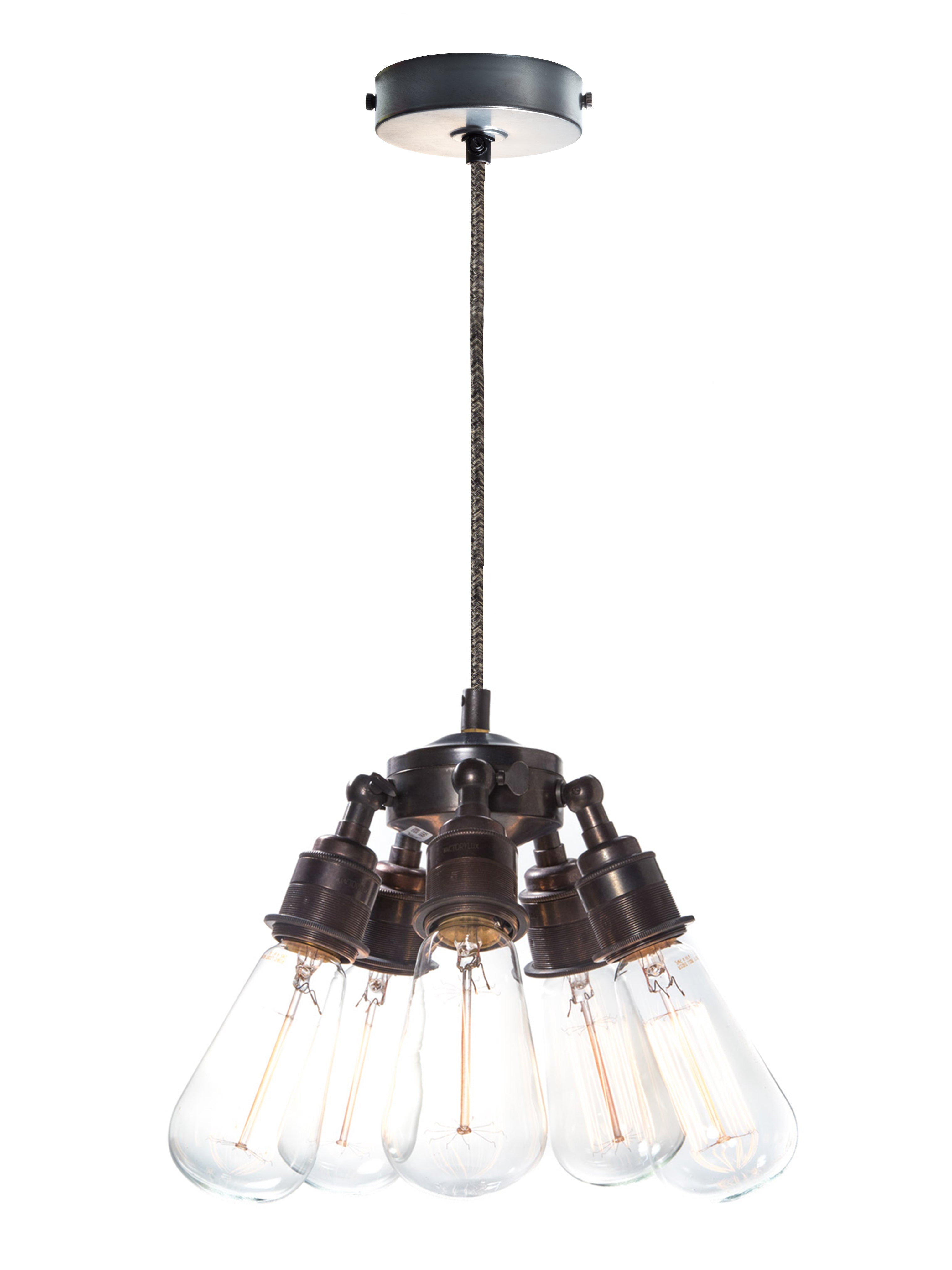 Maria Steampunk Bronze Brass Pendant Five Lamp Holder