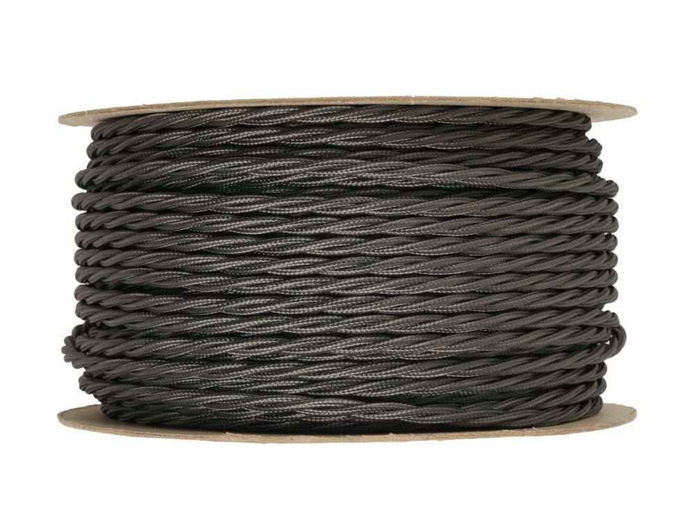 Grey Twist Fabric Lighting Cable | 2 Core | 35 metre | Bulk-Buy