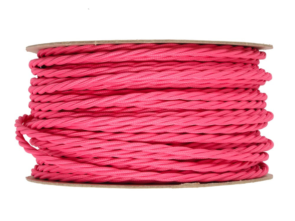 Fuchsia Pink Twist Fabric Cable | 25 metre coil | End-Of-Line