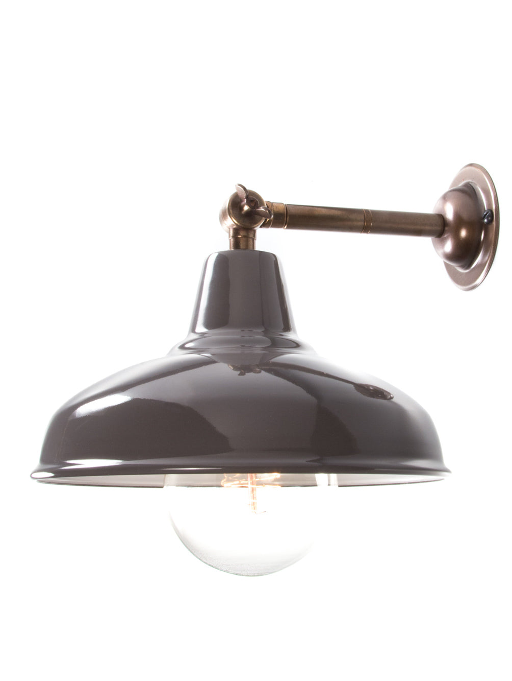Brass Maria Banjo Wall Light with Grey Shade | End-Of-Line