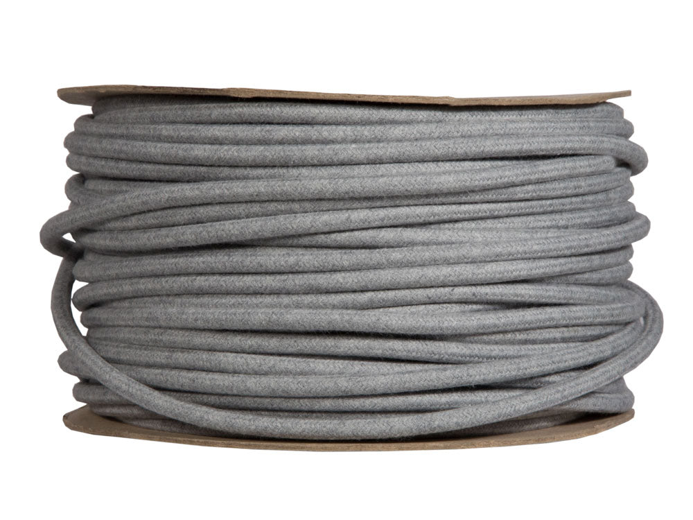 Grey Marl Round Fabric Cable | 25 metre coil | End-Of-Line