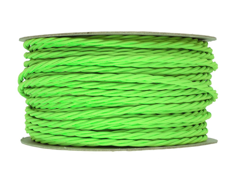Neon Green Twist Fabric Cable | 25 metre coil | End-Of-Line