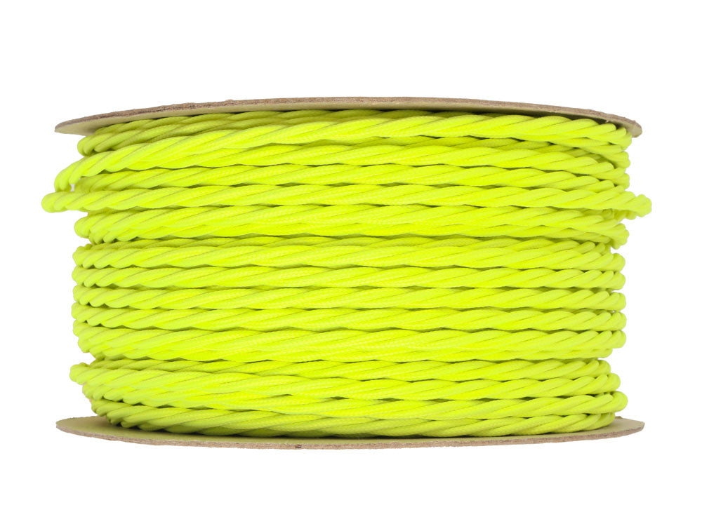 Neon Yellow Twist Fabric Cable | 25 metre coil | End-Of-Line