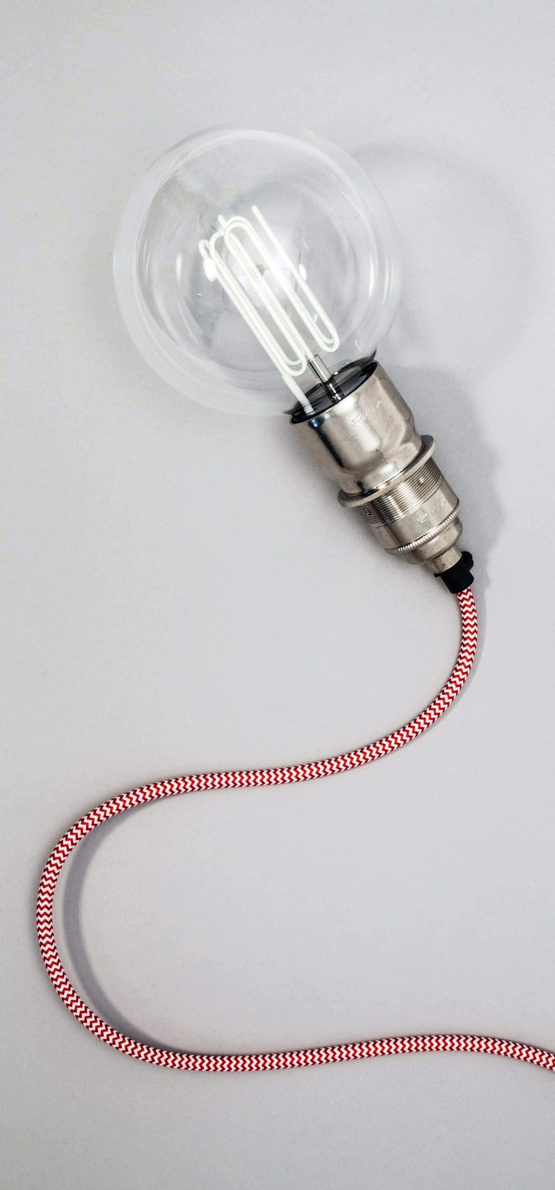 Red & White Plug In Pendant | Worn Lighting
