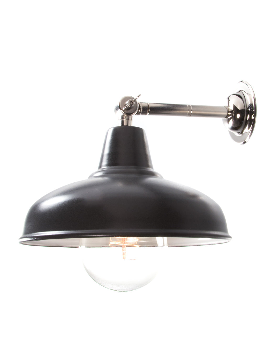 Silver Maria Banjo Wall Light with Matt Black Shade | End-Of-Line
