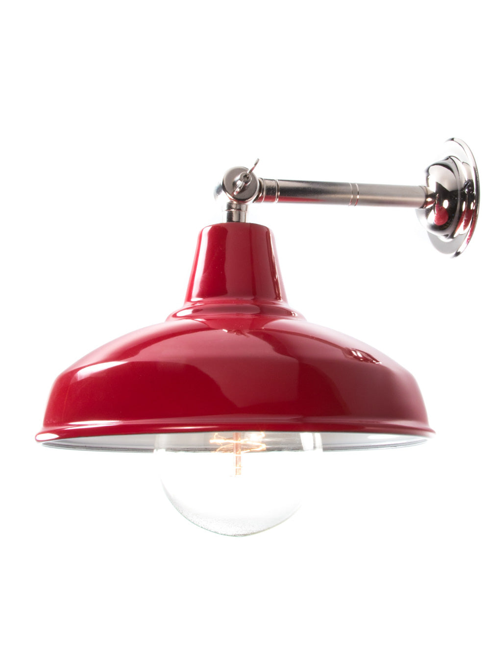 Silver Maria Banjo Wall Light with Red Shade | End-Of-Line